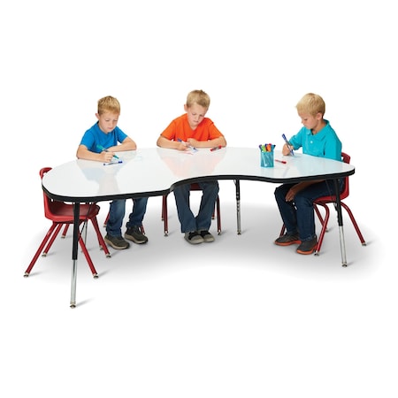 Jonti-Craft Berries Kidney Dry Erase Table, 72 in. x 48 in., E-height, Write-n-Wipe/Black/Black 6423JCE420